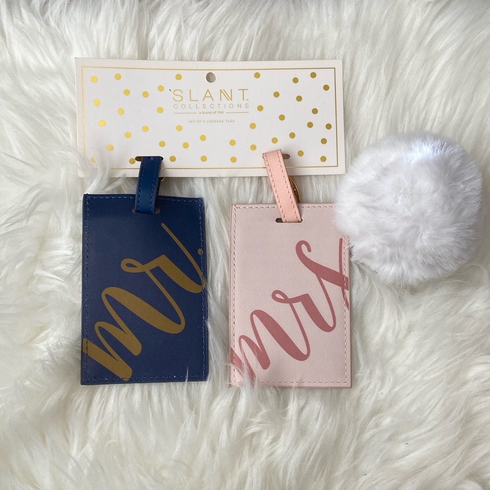 NWT‎ Mr. & Mrs. Luggage Tags - Navy and Pink